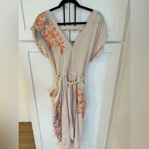Daily Practice Beige Wrap Dress with Floral Detail | Size M